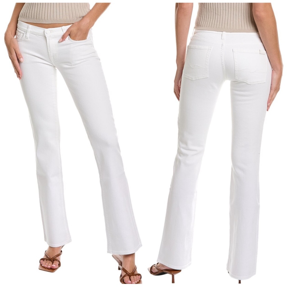 7 For All Mankind The Original Low Rise Boot Cut Denim Jeans Clean White Size 30